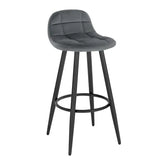 BukkitBow barkruk met fluwelen zitting, metalen frame, lage rugleuning en ergonomische voetsteun in modern design