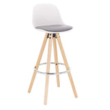 BukkitBow barkruk van massief hout en kunststof met synthetisch leer, ergonomisch en duurzaam voor zitcomfort.