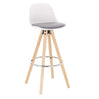 BukkitBow barkruk van massief hout en kunststof met synthetisch leer, ergonomisch en duurzaam voor zitcomfort.