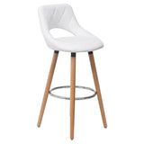 BukkitBow barkruk met linnen/stof of synthetisch leer, massief houten onderstel, ergonomisch en duurzaam, zithoogte 70 cm