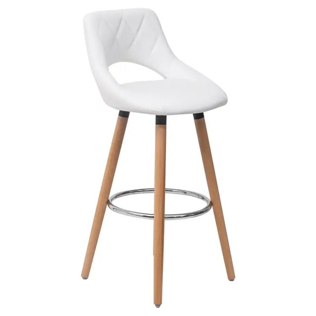 BukkitBow barkruk met linnen/stof of synthetisch leer, massief houten onderstel, ergonomisch en duurzaam, zithoogte 70 cm