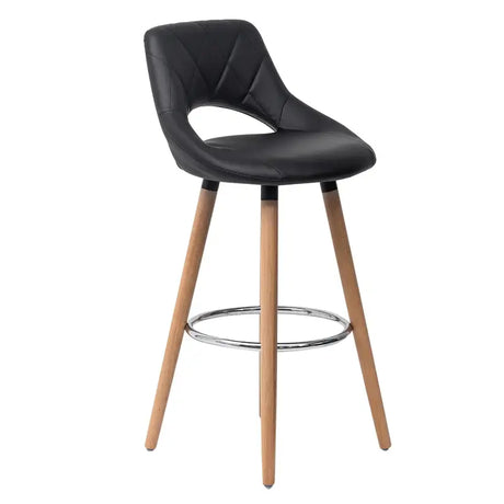 BukkitBow barkruk met linnen/stof of synthetisch leer en massief houten onderstel, ergonomisch en duurzaam, zithoogte 70 cm.