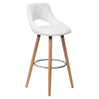 BukkitBow barkruk met linnen/stof of synthetisch leer en massief houten onderstel, ergonomisch en duurzaam, zithoogte 70 cm
