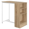 BukkitBow bartafel met planken en kast voor glazen, afmetingen 91x49x91 cm, moderne eettafel met opbergruimte en glazenhouder