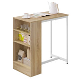 BukkitBow bartafel met planken en kast voor glazen, afmetingen 91x49x91cm, houten afwerking, geschikt voor thuis of bar.