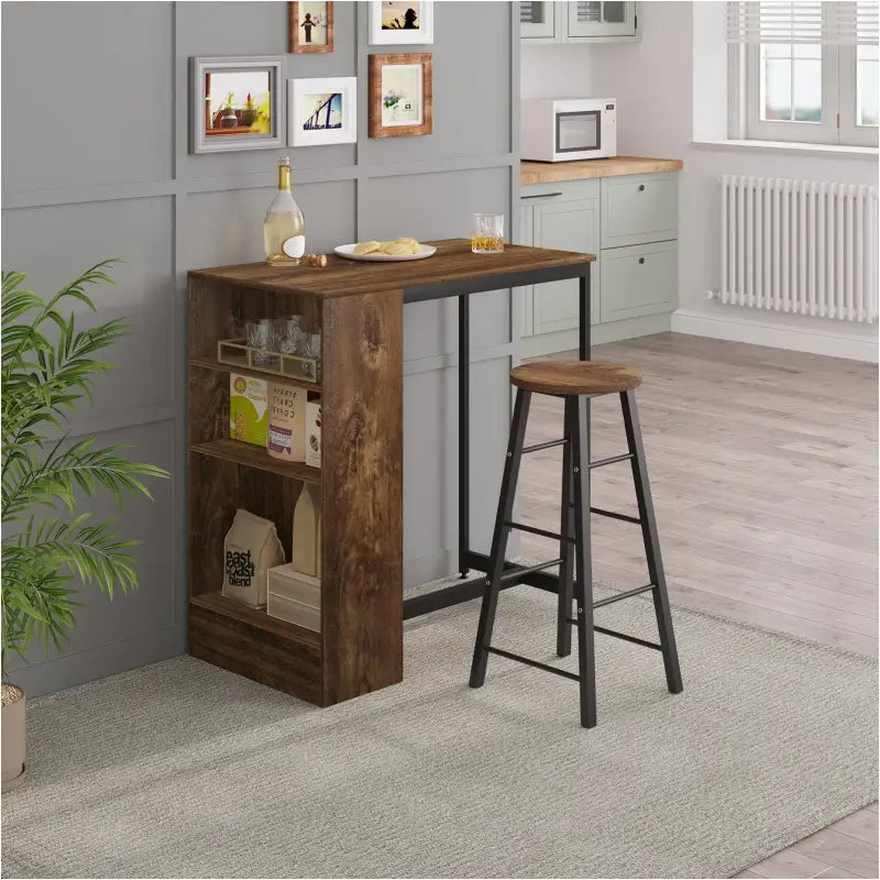 BukkitBow bartafel met planken, kast en opbergruimte voor glazen, afmetingen 91x49x91 cm, modern en functioneel design