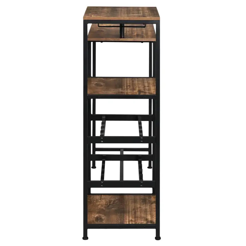 BukkitBow bartafel met houten planken, opbergruimte voor glazen en geïntegreerd wijnrek, modern en functioneel design