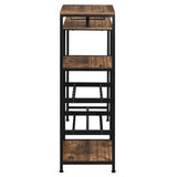 BukkitBow bartafel met houten planken, opbergruimte voor glazen en geïntegreerd wijnrek, modern en functioneel design