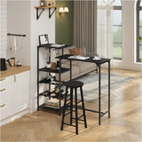 BukkitBow bartafel met houtenvlakken, opbergruimte voor glazen en wijnrek, geschikt voor gezellige eethoeken en bars.