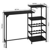BukkitBow bartafel met planken, opbergruimte voor glazen en ingebouwd wijnrek, geschikt voor thuisbar of keukenruimte