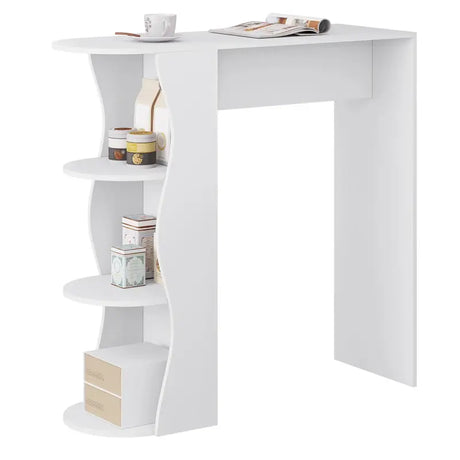 BukkitBow bartafel met houten planken, stevig hout, modern design, afmetingen 110x107x40cm, geschikt voor eet- en zitruimte