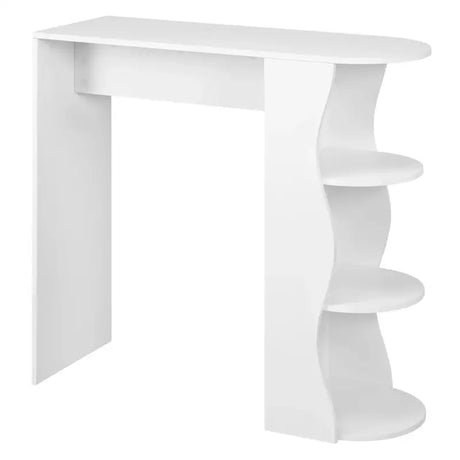 BukkitBow bartafel met houten planken, stevig hout, modern design, afmetingen 110x107x40cm, geschikt voor thuis of horeca.