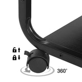 BukkitBow bijzettafel op wielen van metaal met C-vorm en twee planken, innovatieve en praktische woonaccessoire