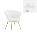 Velvet bloemvormige fauteuil van BukkitBow met zwarte metalen poten, comfortabele en stijlvolle zitplaats.