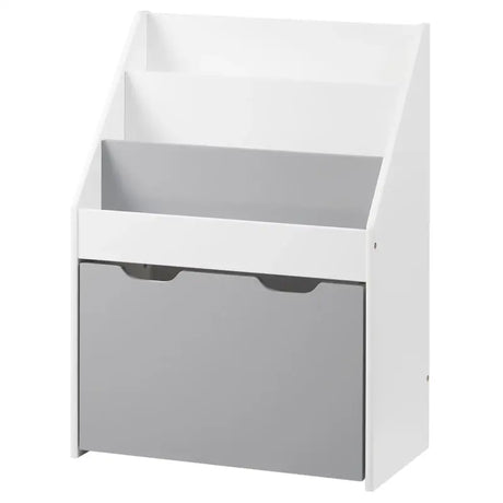 Kinder boekenkast van BukkitBow met 3 planken en opbergruimte, geschikt voor kleuterschool en kinderkamers.