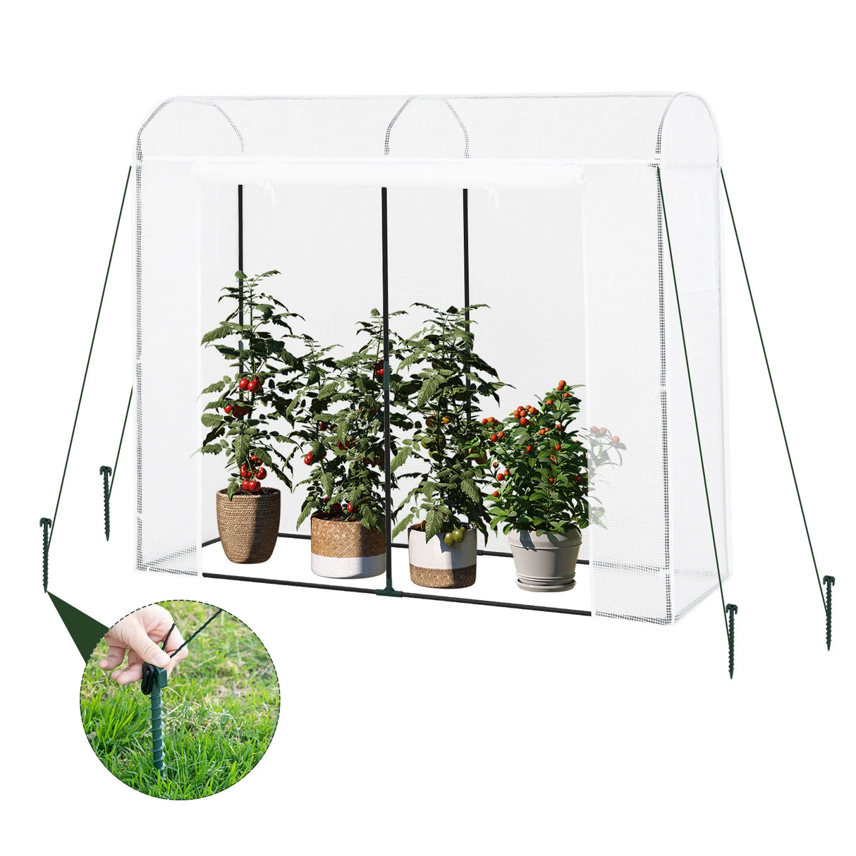BukkitBow brede folietunnel met ronde boog, wintervast tuinkas van 200cm, voor bescherming en groei in de tuin