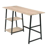BukkitBow bureau met 2 opbergruimtes, spaanplaat tafelblad en metalen frame, 120x50cm werkstation voor thuis of kantoor