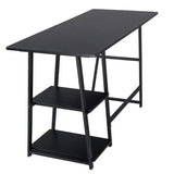 BukkitBow bureau met 2 opbergruimtes, spaanplaat tafelblad en metalen frame, 120x50cm werkstation voor thuis of kantoor