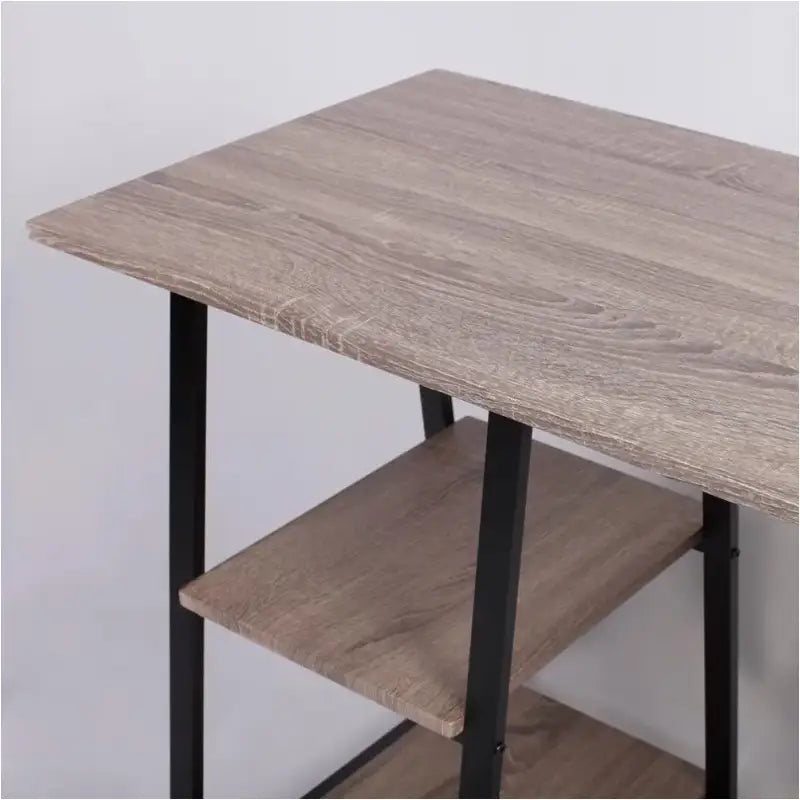 BukkitBow bureau met 2 opbergplanken, spaanplaat tafelblad en metalen frame, werkstation van 120x50cm op afbeelding.