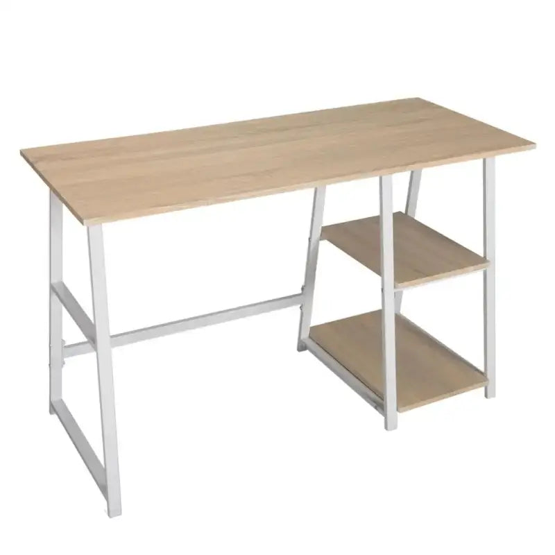BukkitBow bureau met 2 opbergplanken, spaanplaat tafelblad en metalen frame, afmetingen 120x50cm, werkstation met opbergmogelijkheden