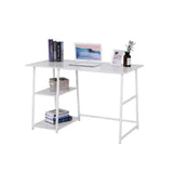 BukkitBow bureau met 2 opbergruimtes, spaanplaat tafelblad en metalen frame, 120x60cm werkstation voor thuis of kantoor