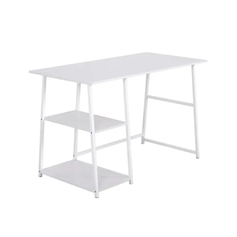 BukkitBow bureau met 2 opbergplanken, spaanplaat tafelblad en metalen frame, 120x60cm werkstation in modern ontwerp