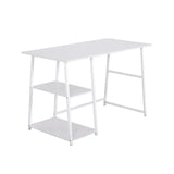 BukkitBow bureau met 2 opbergplanken, spaanplaat tafelblad en metalen frame, 120x60cm werkstation in modern ontwerp
