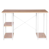 BukkitBow bureau met computerstandaard, opbergvak en twee planken, houten panelen, stalen frame, in licht eiken of wit, 120x60cm.