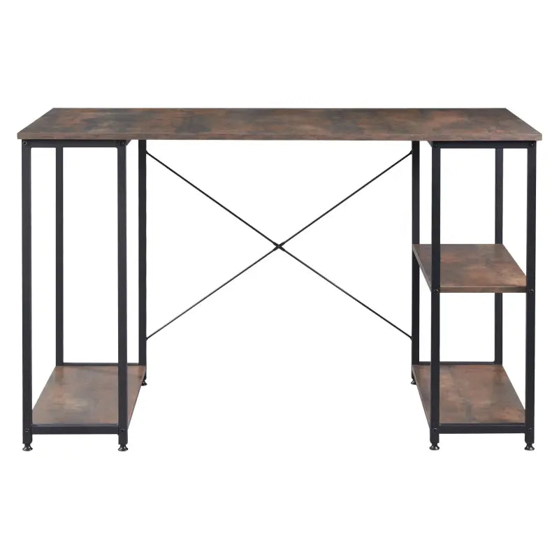 BukkitBow bureau met computerstandaard, opbergvak en 2 planken, licht eiken of wit, stalen structuur, 120x60cm, houten panelen