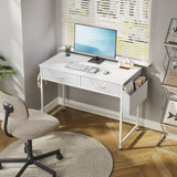 BukkitBow bureau met laden en opbergvakken, stevig metalen frame, geschikt voor thuis en kantoor, werktafel met haak.