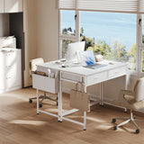 BukkitBow bureau met laden en opbergvakken, stevig metalen frame, werktafel voor thuis en kantoor, inclusief haak voor accessoires