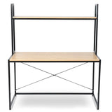 BukkitBow bureau met houten en stalen frame, opbergplank, afmetingen 120x60x140 cm, draagvermogen 50 kg, geschikt als werkplek