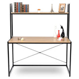 BukkitBow bureau met houten en stalen frame, opbergplank, 120x60x140 cm, geschikt voor 50 kg draagvermogen, modern kantoormeubel