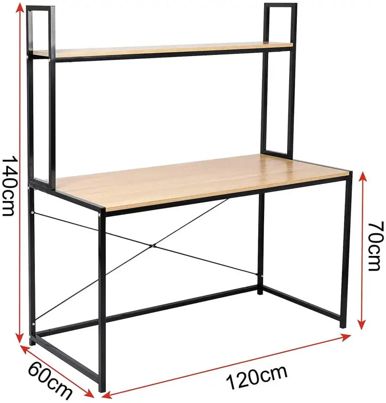 BukkitBow bureau met houten en stalen frame, opbergplank, afmetingen 120x60x140 cm, draagvermogen 50 kg, modern kantoormeubilair