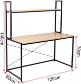 BukkitBow bureau met houten en stalen frame, opbergplank, afmetingen 120x60x140 cm, draagvermogen 50 kg, modern kantoormeubilair