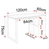 BukkitBow bureau met vakkenkast, spaanplaat tafelblad en metalen frame, afmeting 120x60cm, werkstation voor thuis of kantoor.