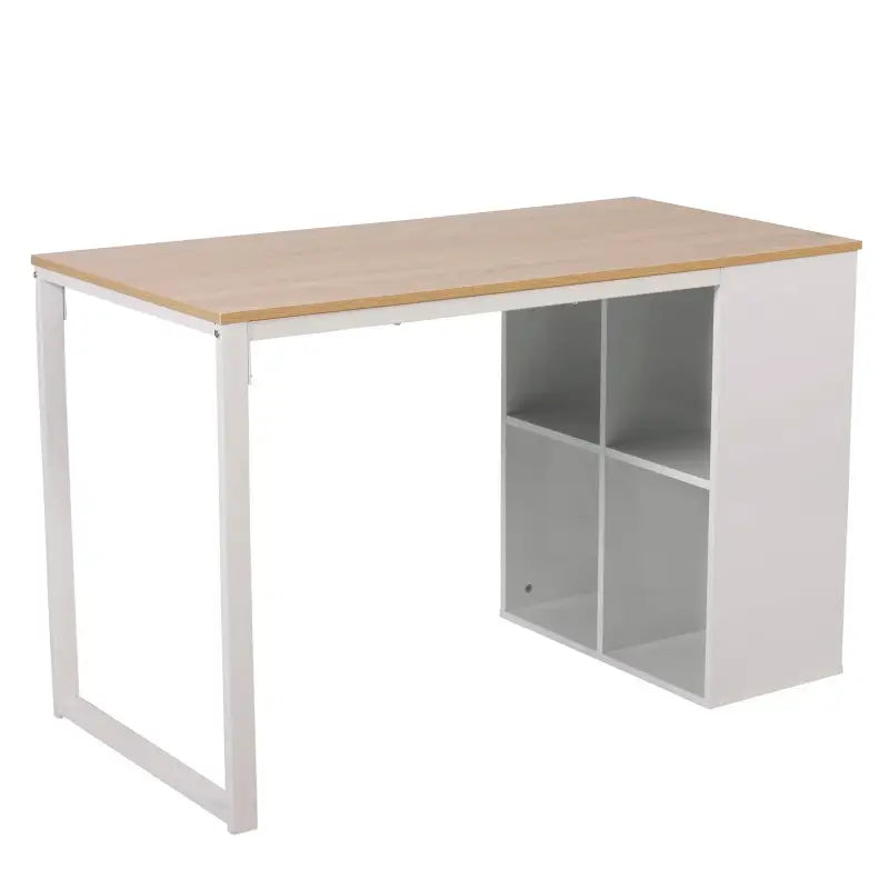 BukkitBow bureau met vakkenkast, spaanplaat tafelblad en metalen frame, 120x60cm werkstation voor thuis of kantoor