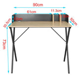 BukkitBow bureau met achterschot en kabelgoot, werkplek van 90x50x73 cm, modern kantoormeubel in kantooromgeving