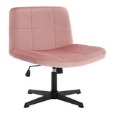 BukkitBow bureaustoel met hoogteverstelling, brede zitting en fluwelen of corduroy bekleding, comfortabele zitervaring.