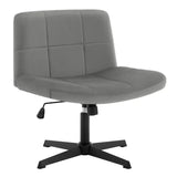 BukkitBow bureaustoel met hoogteverstelling, brede zitting en fluwelen of corduroy bekleding, comfortabel en stijlvol.
