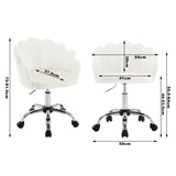 BukkitBow bureaustoel met bloembladontwerp, fluwelen bekleding, metalen onderstel en ergonomische, in hoogte verstelbare zitting.