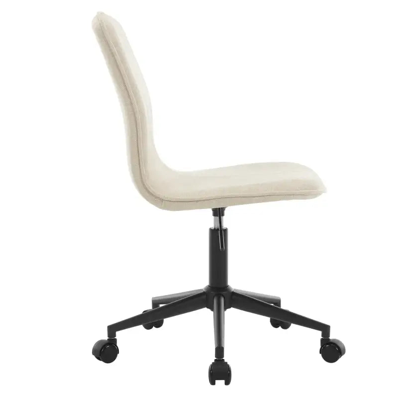 BukkitBow comfortabele bureaustoel met gevoerde badstof bekleding en verstelbare hoogte, ergonomisch en zacht zittend.