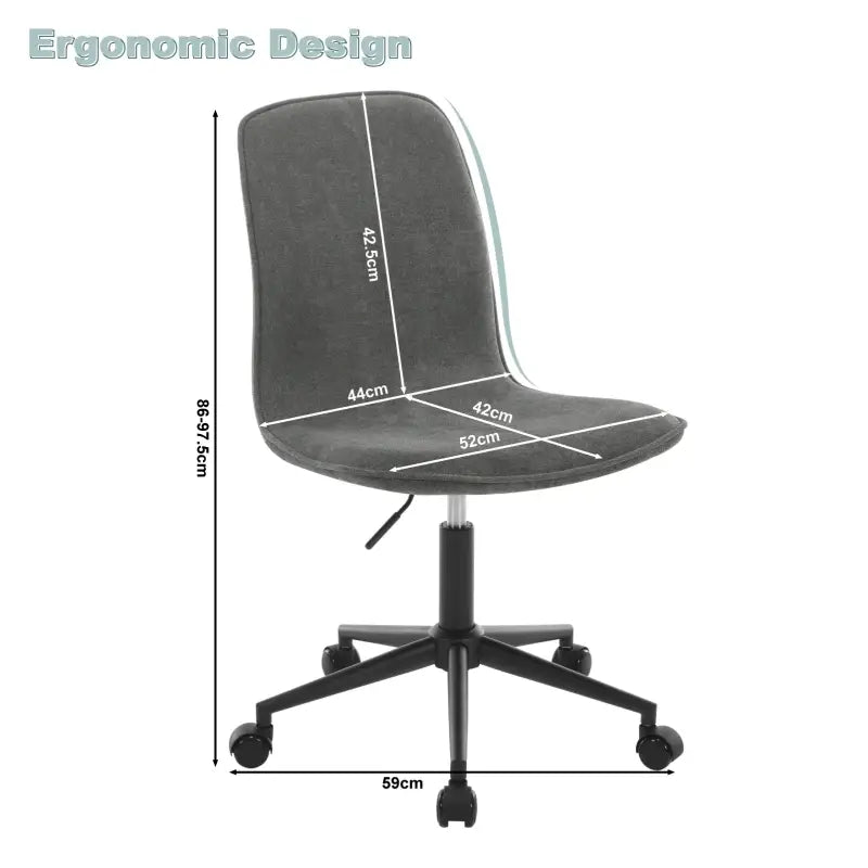 BukkitBow comfortabele bureaustoel met badstof bekleding, gevoerd en in hoogte verstelbaar, geschikt voor een ergonomische werkplek
