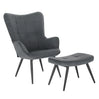 BukkitBow comfortabele fauteuil met kruk, stevige en duurzame zithoek, moderne uitstraling en afmetingen 98x43x59 cm voor de stoel.