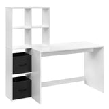 Wit BukkitBow compact bureau met planken en opbergruimte, afmetingen 140,5x134x50 cm, geschikt voor kantoor of thuisgebruik