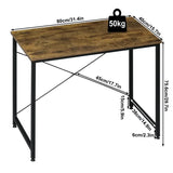 BukkitBow Compact bureau met metalen frame, afmetingen 80x40x75 cm, vintage bruine houten afwerking, moderne kantoor meubel