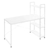 BukkitBow compact hoekbureau met opslagrek, spaanplaat en metaal, 4 planken, 120x64x120cm, werkplek en opbergruimte