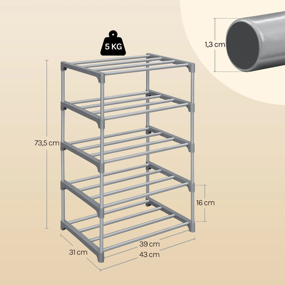 BukkitBow compact metalen schoenenrek, stapelbaar met open systeem, voor nette en georganiseerde schoenenopslag