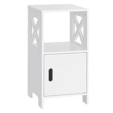 BukkitBow compact nachtkastje van hoogwaardige MDF met ruime opbergruimte, afmetingen 30x60x30 cm, modern en functioneel design.