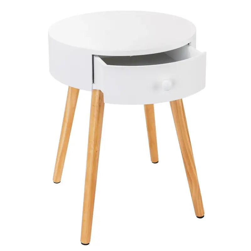 BukkitBow Compact nachtkastje met lade, MDF en massief hout, waterbestendig en krasvast, afmetingen 38x38x48cm.